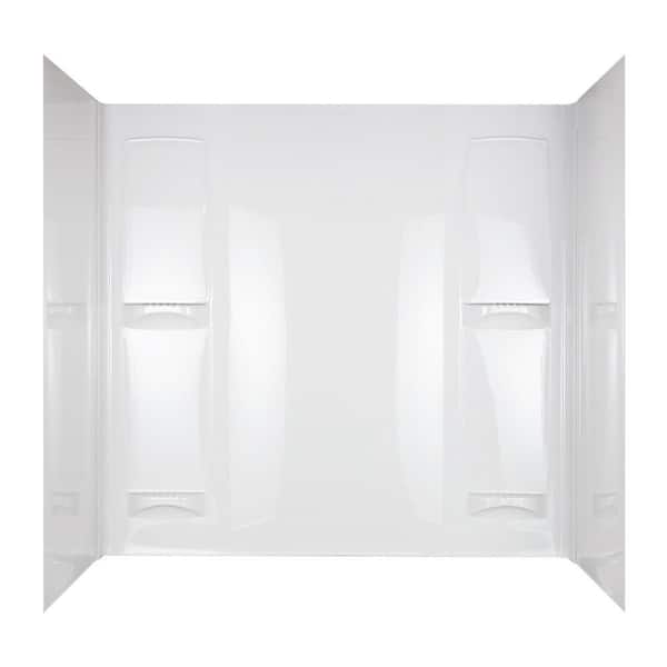 Unbranded Hudson 32 in. x 60 in. x 57 in. 5-Piece Easy Up Adhesive Tub Wall in White
