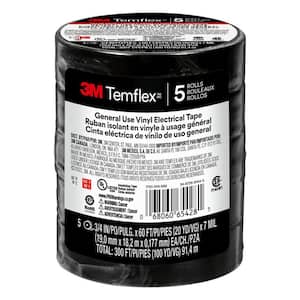 Temflex 3/4 in. x 60 ft. 1700 Electrical Tape Black (5-Pack)