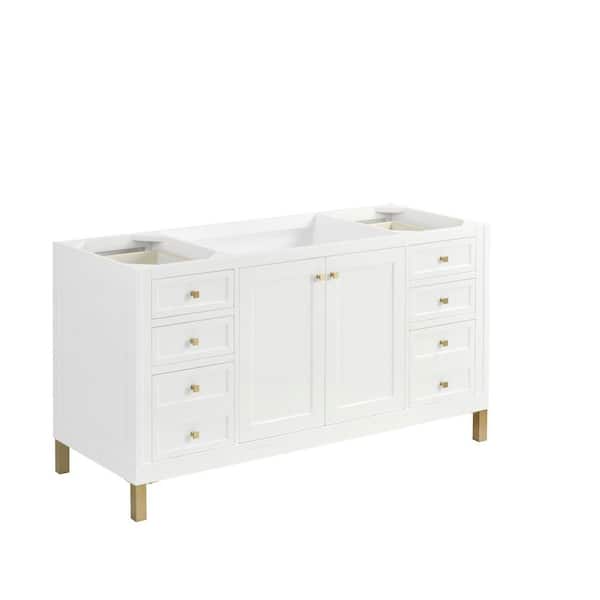 Chicago 59.9 in. W x 23.3 in. D x 32.6 in. H Single Bath Vanity Cabinet without Top in Glossy White