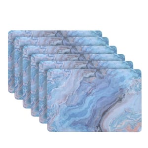 Marble 18 in. x 12 in. Navy Blues Cork Placemat (Set of 6)