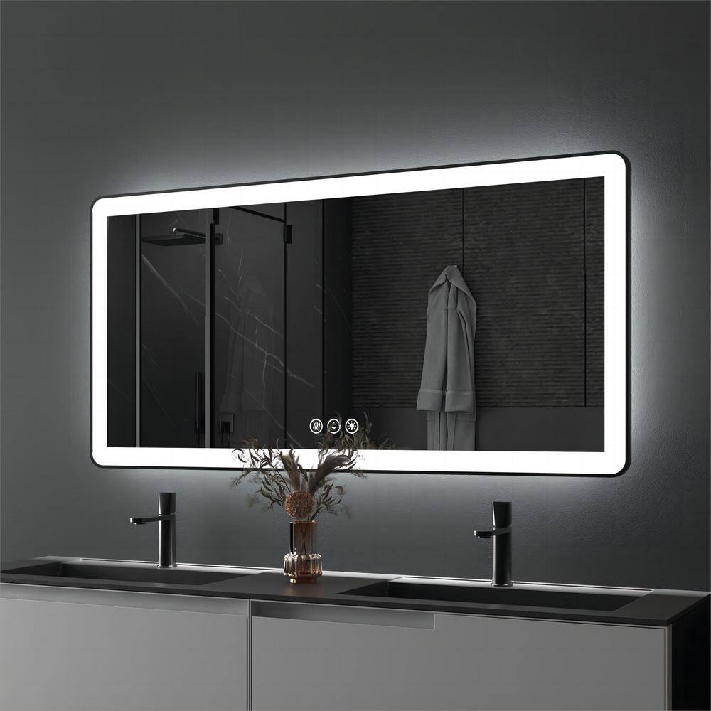ORGANNICE 60 in. W x 30 in. H Rectangular Framed LED Anti-Fog Wall