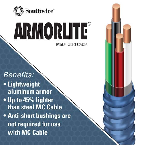 Southwire 12/3 x 250 ft. Solid CU MC (Metal Clad) Armorlite Cable 68583401  - The Home Depot