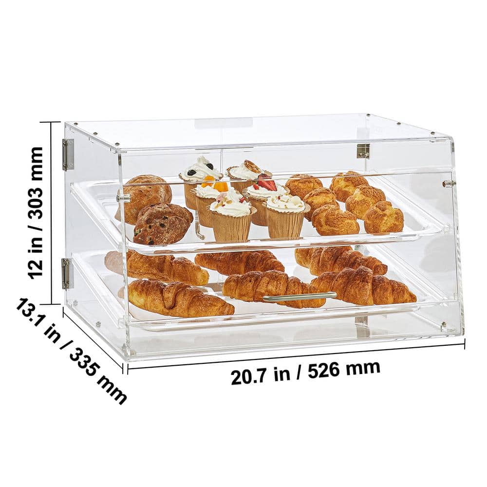 Clear Acrylic 2-Tier Pastry Display Case with Rear Door