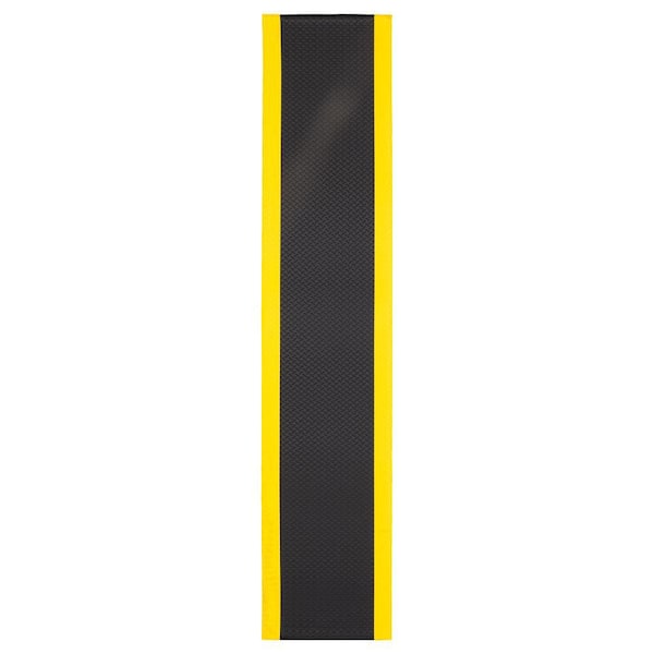 Footlover Diamond Black/Yellow Stripe 24 in. x 120 in. Vinyl Indoor/Outdoor Anti Fatigue Mat