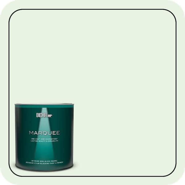 BEHR MARQUEE 1 qt. #450C-1 Dinner Mint Semi-Gloss Enamel Interior Paint & Primer