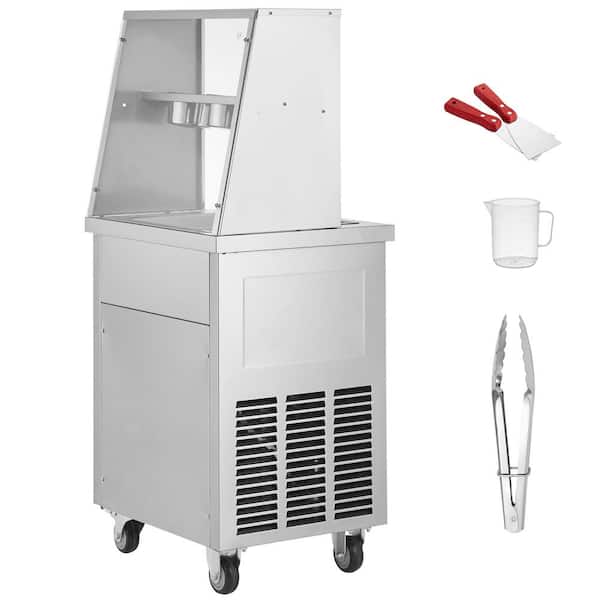 Fried Ice Cream Roll Machine, 13.8 x 13.8 in. Square Pan, Stainless Steel Commercial Ice Cream Maker with Compressor