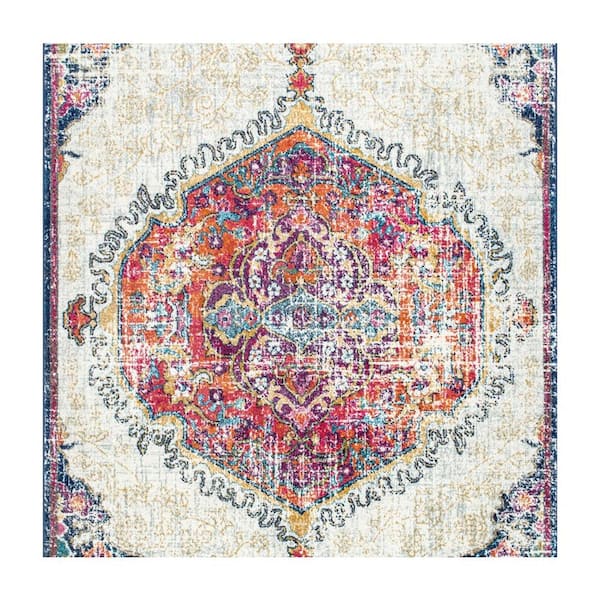 nuLOOM Maranda Vintage Medallion Multi 8 ft. Square Rug