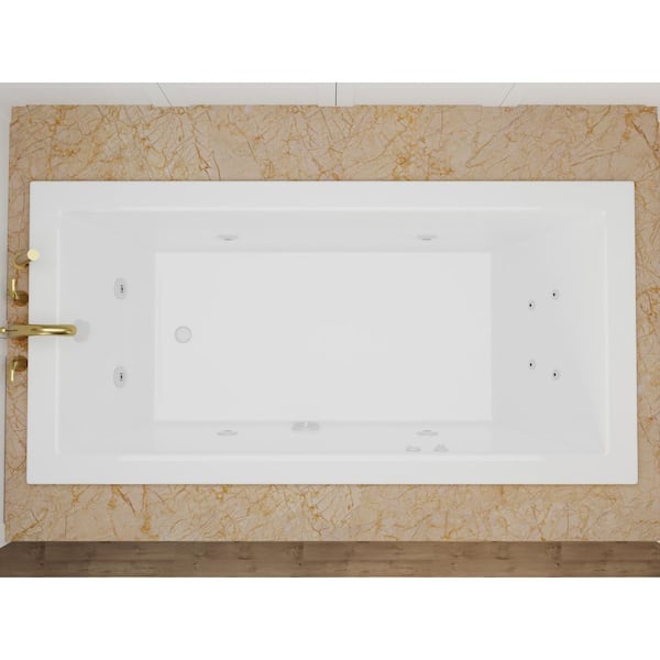 Sapphire Series 72 in. x 36 in. Rectangular Whirlpool Bathtub with Right Drain and V-Style Back Jets in Glossy White