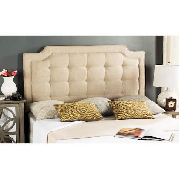 SAFAVIEH Sapphire Beige Queen Upholstered Headboard
