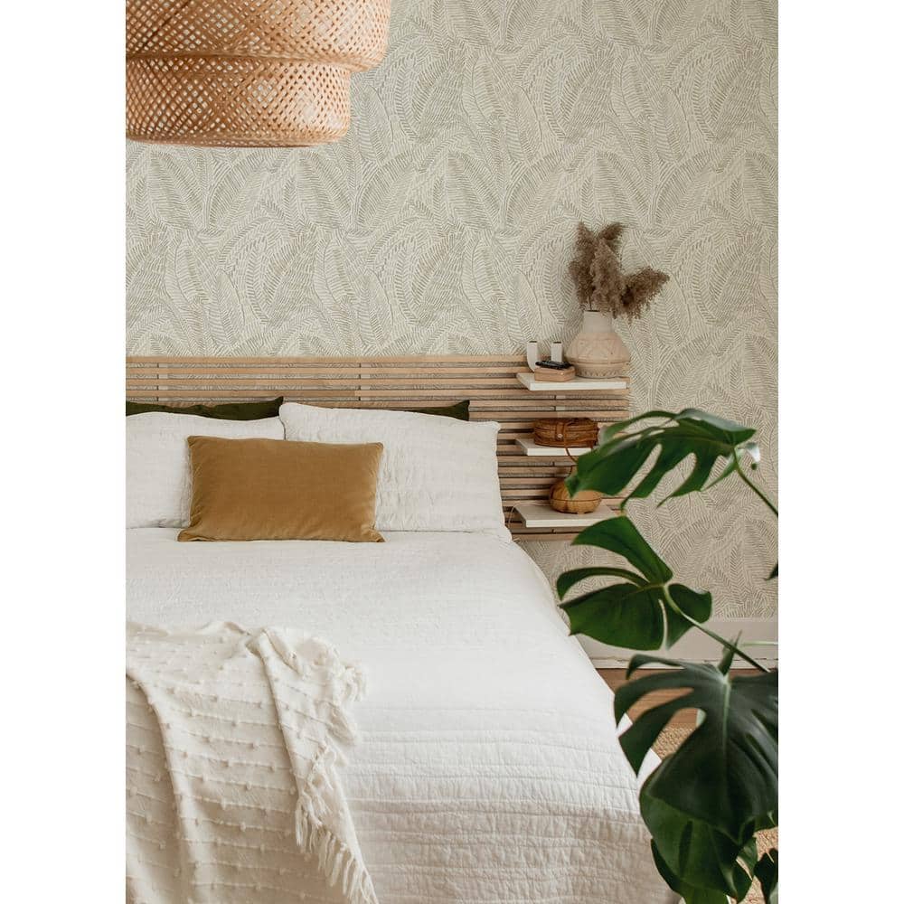 Fildia Taupe Botanical Non-Woven 33' Wallpaper Roll