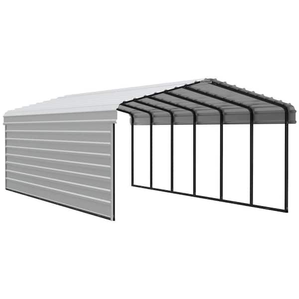 12 ft. W x 29 ft. D x 7 ft. H Eggshell Galvanized Steel Carport with 1-Side Wall Kit