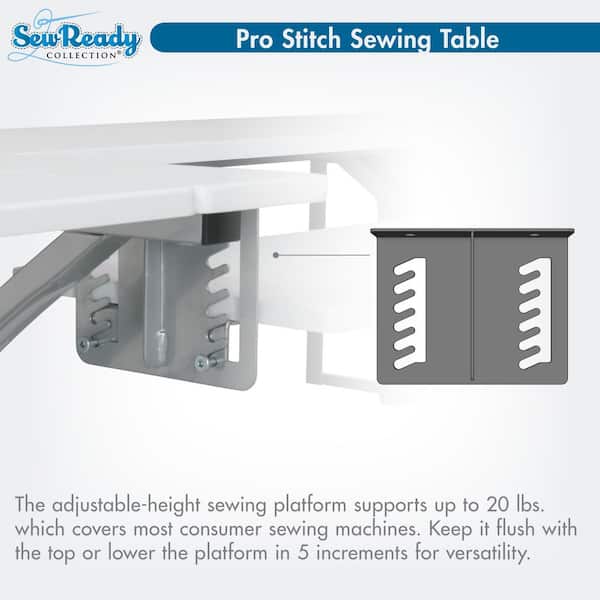 Sew Ready Pro Stitch 56.75 in. W PB Craft Sewing Table with Metal