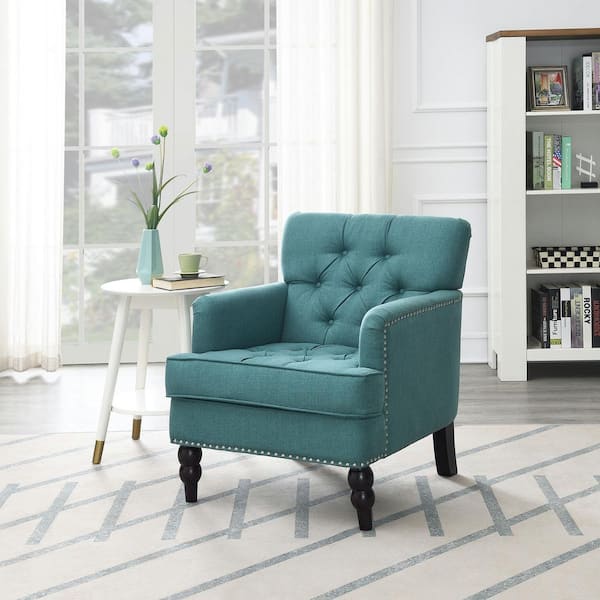 Morden Fort Green Fabric Arm Chair with Tufted Cushions (Set of 1)