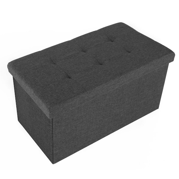 Seville Classics Charcoal Gray Foldable Storage Bench/Footrest/Coffee Table Ottoman