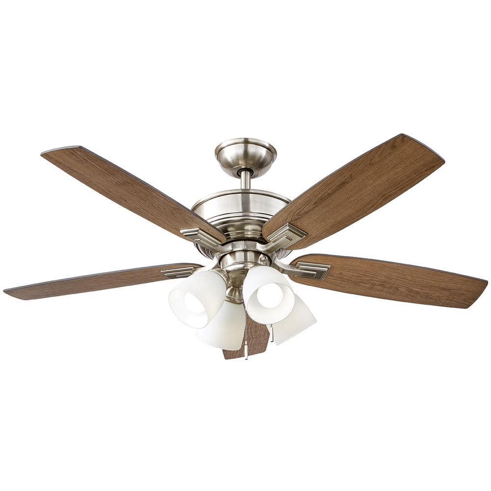 UPC 082392573331 product image for Devron II 52 in. Indoor Brushed Nickel LED Ceiling Fan with Light Kit, Downrod a | upcitemdb.com