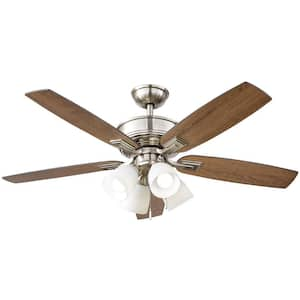 Devron II 52 in. Indoor Brushed Nickel LED Ceiling Fan with Light Kit, Downrod and Reversible Blades