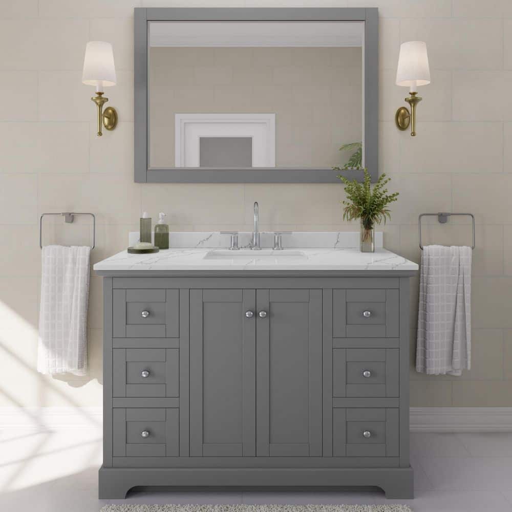 Avery 48 in. W x 22 in. D x 35 in. H Single Bath Vanity in Dark Gray with Giotto Quartz Top price history on PriceWatchPro