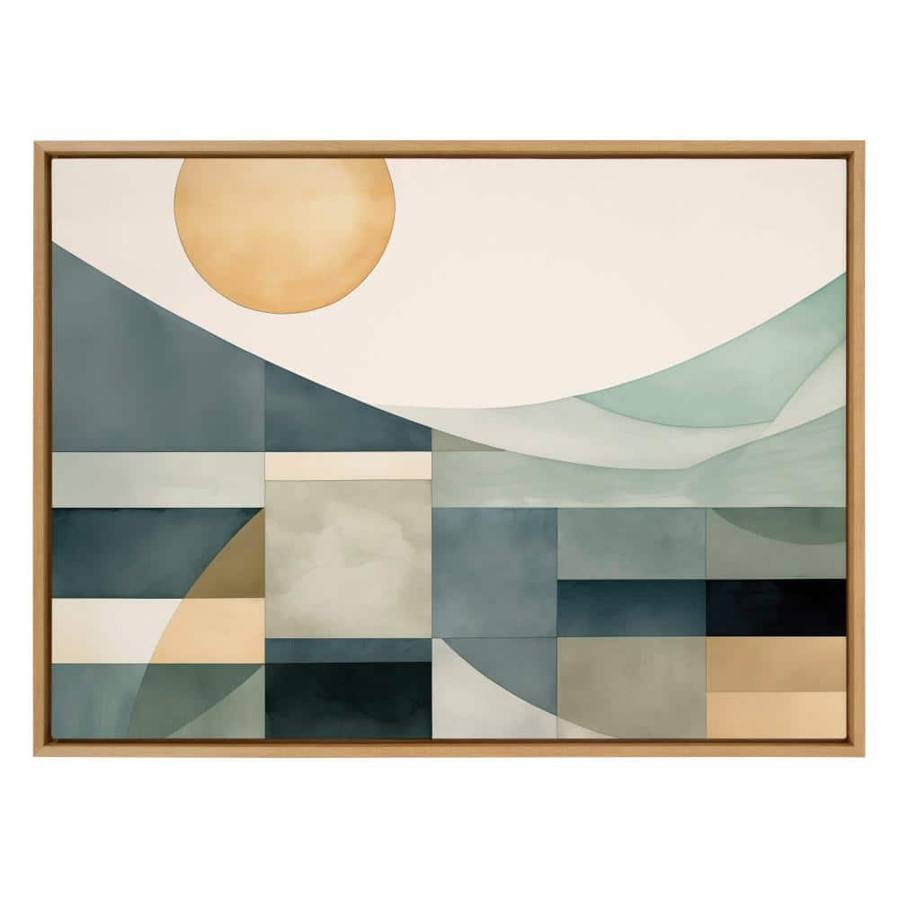 Natural Geometric Coastal Landscape Abstract Canvas Art, 31.5x41.5