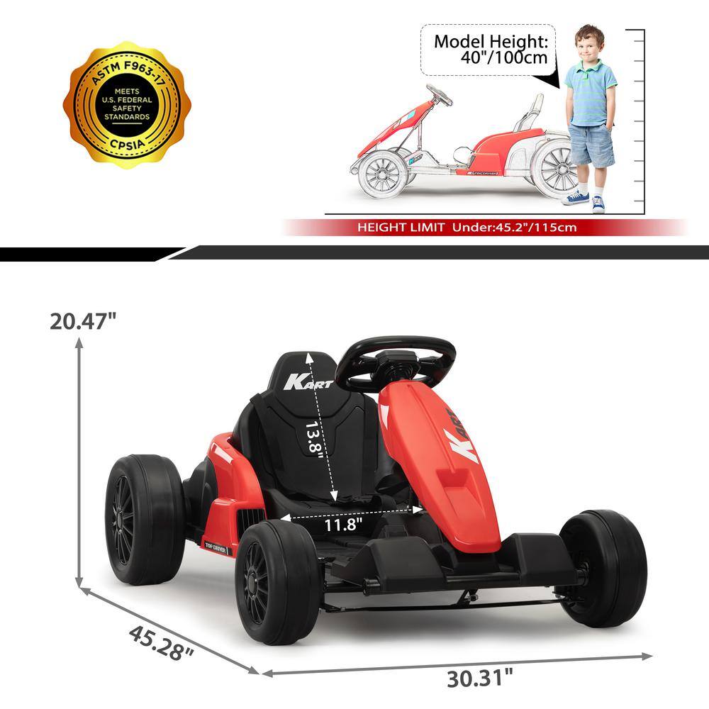 Red 24V Electric Go-Kart with Helmet and Pads Set