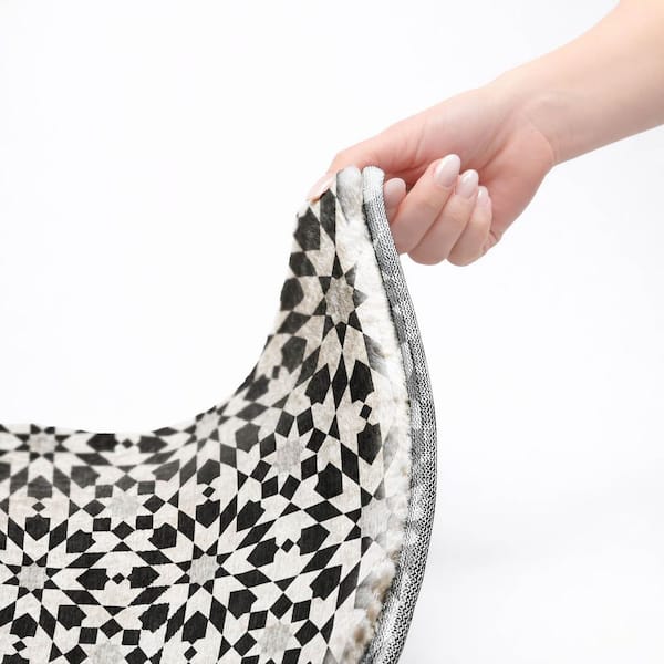 Dream Shag Premium Machine Washable Abstract ADS734 Black 9 ft. x 12 ft. Area Rug