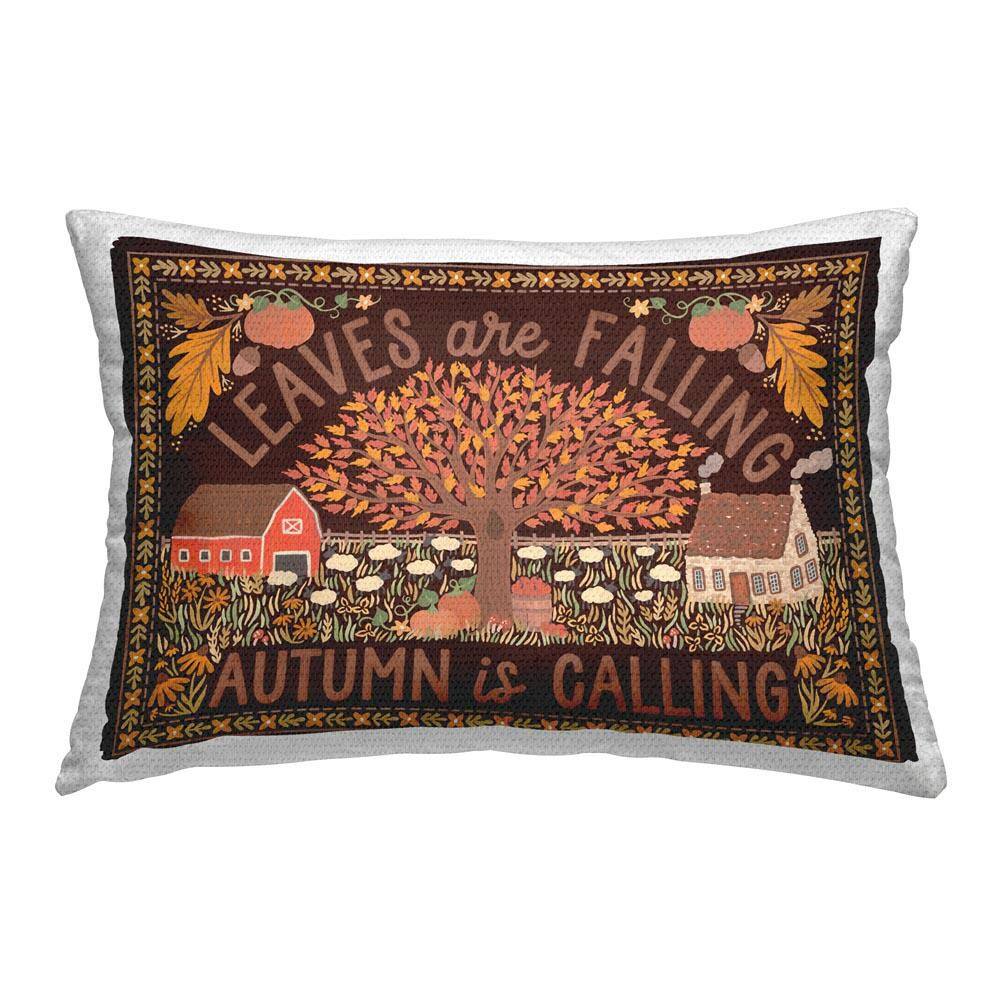 Leaves Falling on Brown Brown Rectangular Outdoor Throw Pillow price history on PriceWatchPro