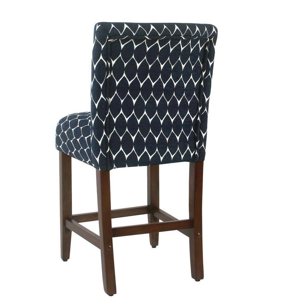 Navy Classic Parsons 24" Upholstered Counter Stool with Wood Legs