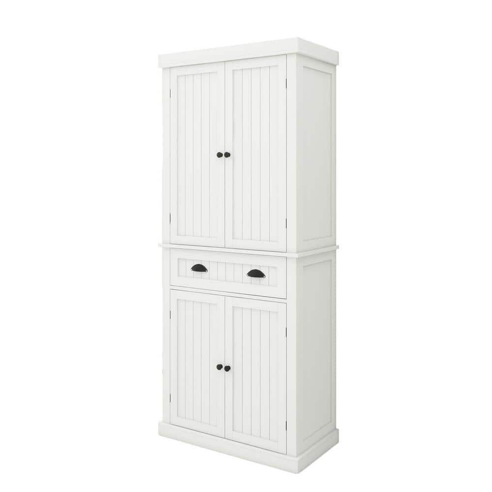 FAMYYT 30 in. W x 15.7 in. D x 72 in. H White Linen Cabinet with Four ...