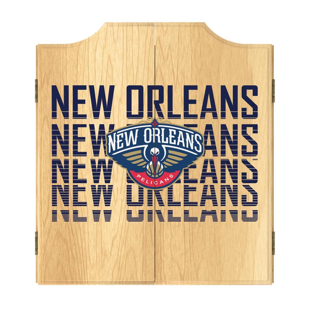 New Orleans Pelicans City 20.5 in. Dart Board with Cabinet, Darts and Score
