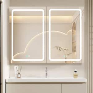 40 in. W x 30 in. H Rectangular Aluminum Double Door Lighted Surface Mount Medicine Cabinet with Mirror,Defogging,Dimmer