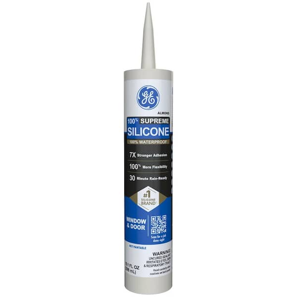 GE Supreme Silicone Caulk 10.1 oz Window and Door Sealant Almond