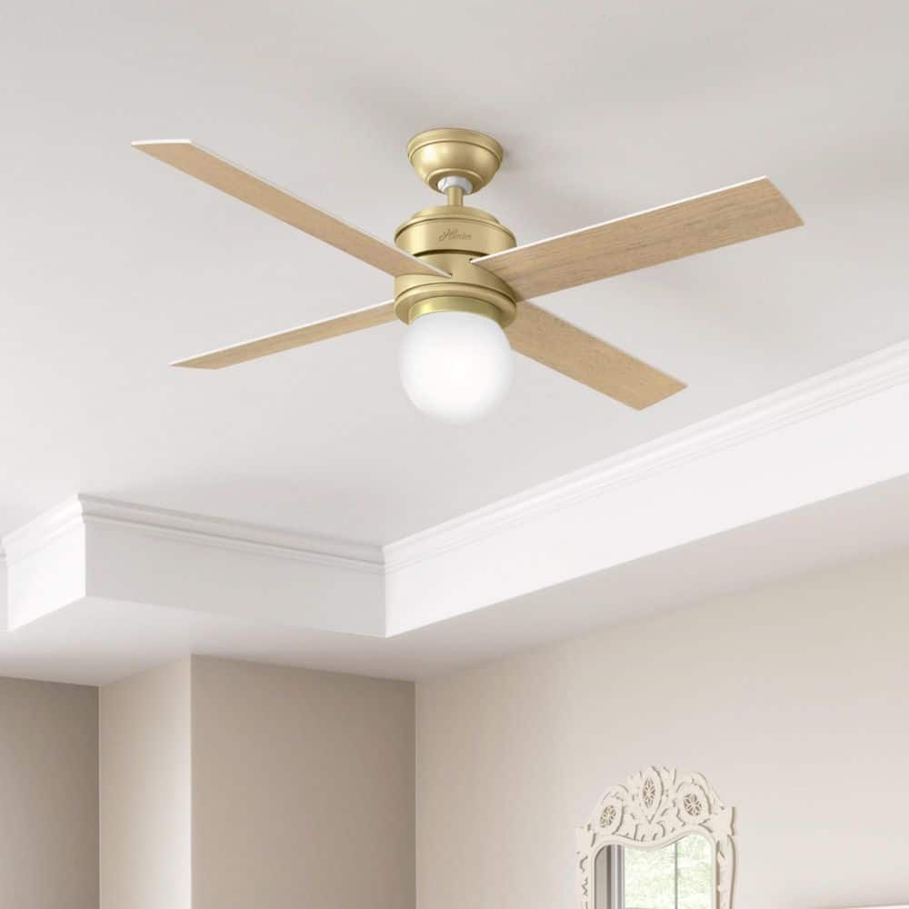 Hunter Hepburn 52 in. Modern Brass Indoor Ceiling Fan with LED Light ...