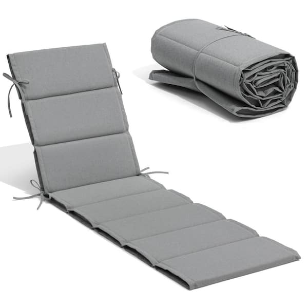 Unbranded 80 in. x 26 in. 1-Piece CushionGuard Deep Seating Outdoor Chaise Lounge Cushion in Gray