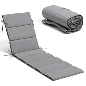 80 in. x 26 in. 1-Piece CushionGuard Deep Seating Outdoor Chaise Lounge Cushion in Gray