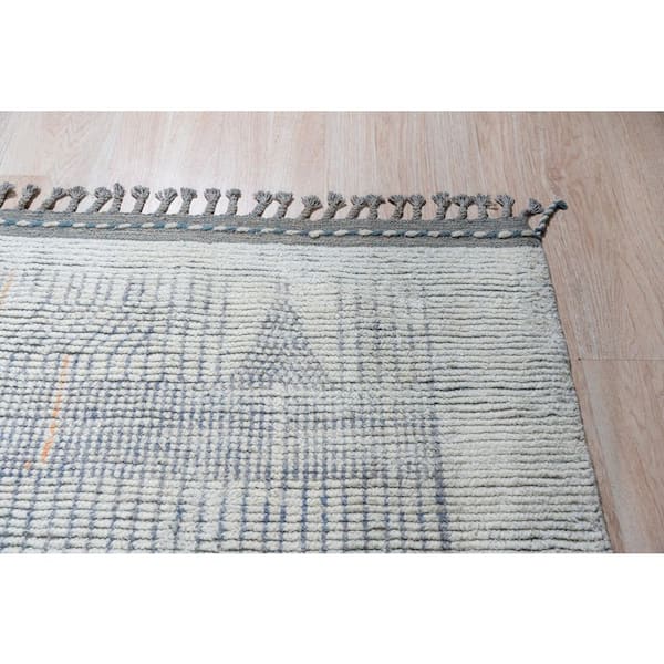 Ivory Hand-Knotted Wool Contemporary Marrakech Handspun, Timeless Elegance for Living Room, 9 ft. x 13 ft. Area Rug
