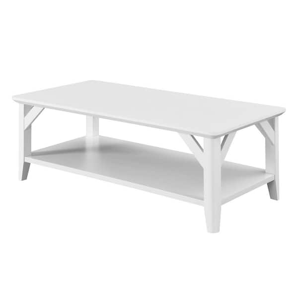 Convenience Concepts Winston 47.25 in. L White Rectangle Woodgrain Melamine Top Coffee Table with Shelf