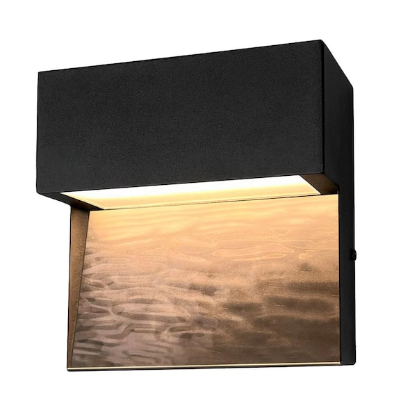 Edvivi 1-Light Textured Black 4-Watt LED Outdoor Wall Lantern Sconce (1-Pack)