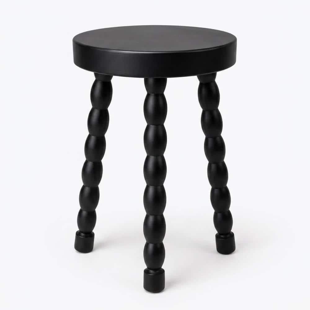 "20"" Black Round Solid Wood End Table with Turned Legs, Accent Side Table Nightstand" price history on PriceWatchPro