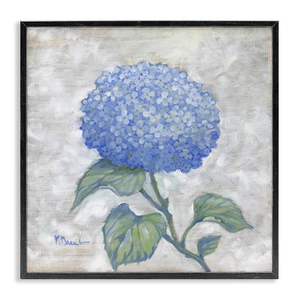 Stupell Industries Round Blue Country Hydrangea by Paul Brent Black Framed Nature Giclee Art Print 12 in. x 12 in.