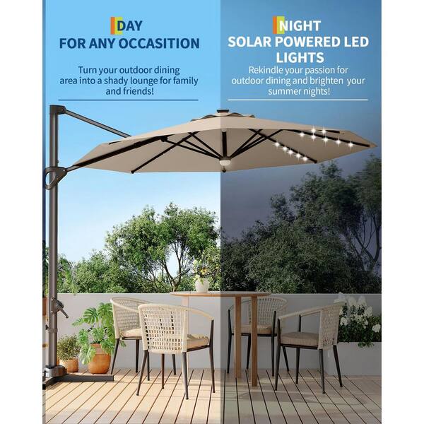 10 ft round patio umbrellas 10ft Round Offset Cantilever Sunbrella Patio Umbrella | Wind & Mold  Resistant | Easy Tilt & Rotate
