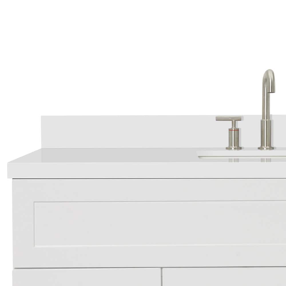 Hamlet 55" White Wood Single Basin Vanity with Quartz Top
