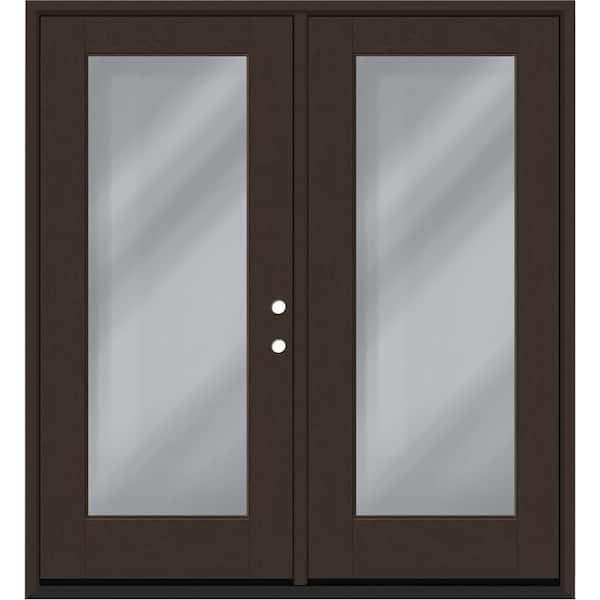 Regency 60 in. x 80 in. Full Lite Clear Glass Hickory LHIS Stained Fiberglass Retro Patio Door with 6 in. Jamb