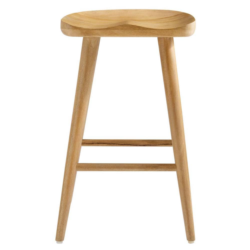 Saville Oak Adjustable Backless Saddle Counter Stools Set