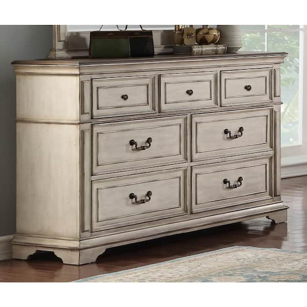 NEW CLASSIC HOME FURNISHINGS Anastasia Antique White 7-drawer 64 in. Dresser