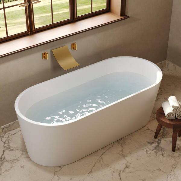 Wide Waterfall Double Handle 6 in. Wall-Mounted 1-Spray Tub and Shower Faucet 6.6 GPM in. Brushed Gold Valve Included