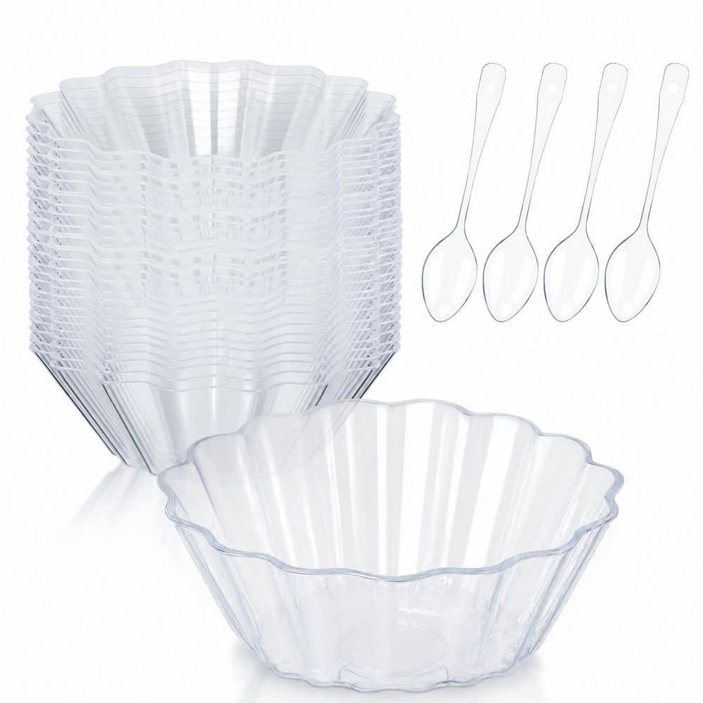 100 Pack Small Plastic Dessert Cups with Spoons, 1.5 oz Clear Flower-Shaped Mousse Cups price history on PriceWatchPro
