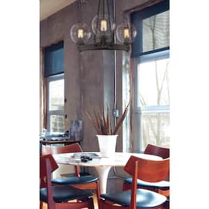 Galveston 3-Light Rubbed Bronze Chandelier with Seeded Glass Shades