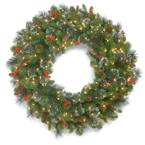 30 in. Artificial Crestwood Spruce Wreath with Clear Lights