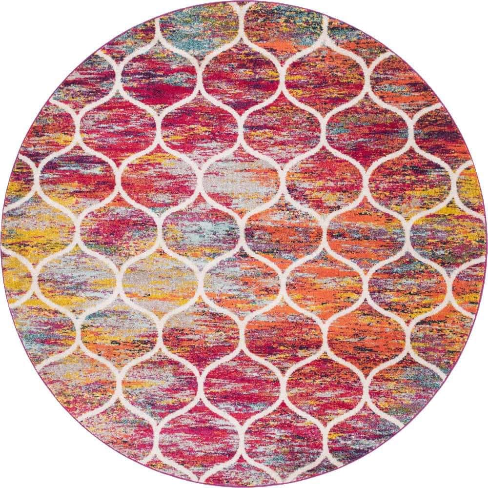 Trellis Frieze Rounded Multi 8 ft. x 8 ft. Area Rug price history on PriceWatchPro