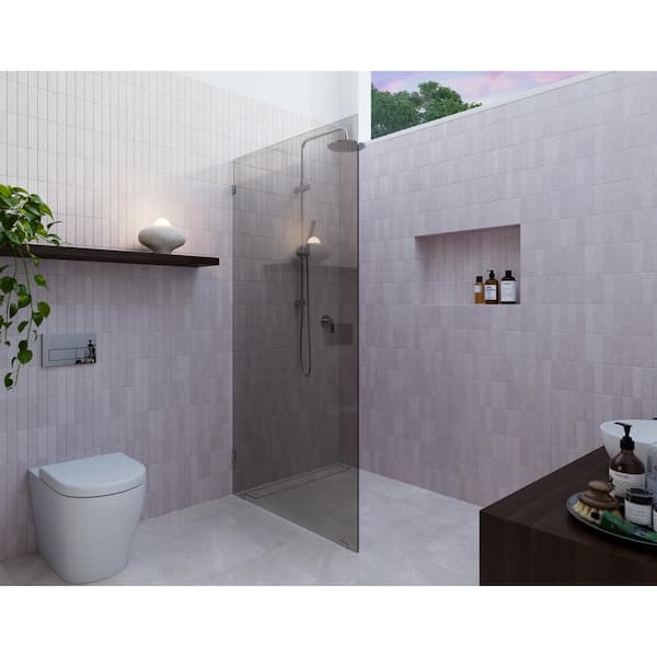 Glass Warehouse Ursa 36 in. W x 78 in. H Single Fixed Panel Frameless Shower Door in Chrome without Handle