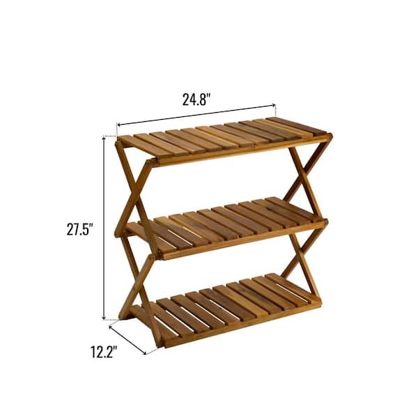 Shelf - Three Tiered Adjustable Acacia Wood – BSEID